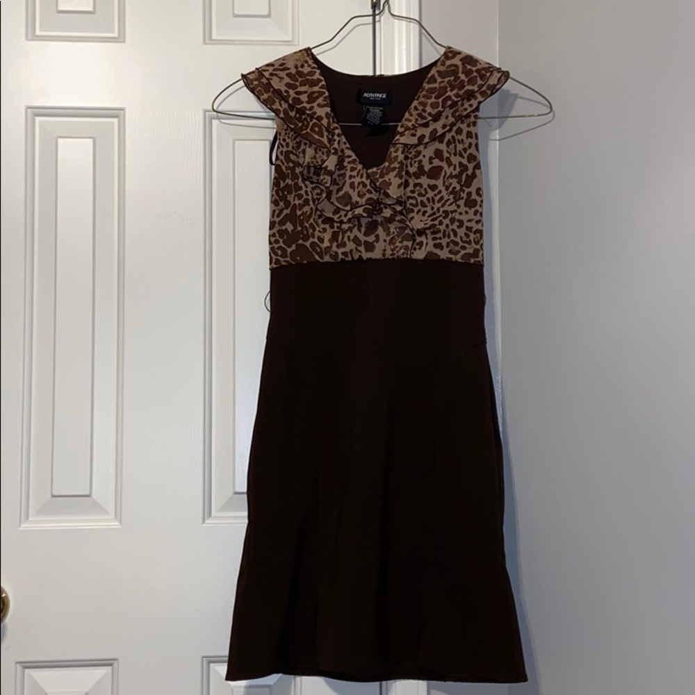 Alyn Paige brown animal print business dress